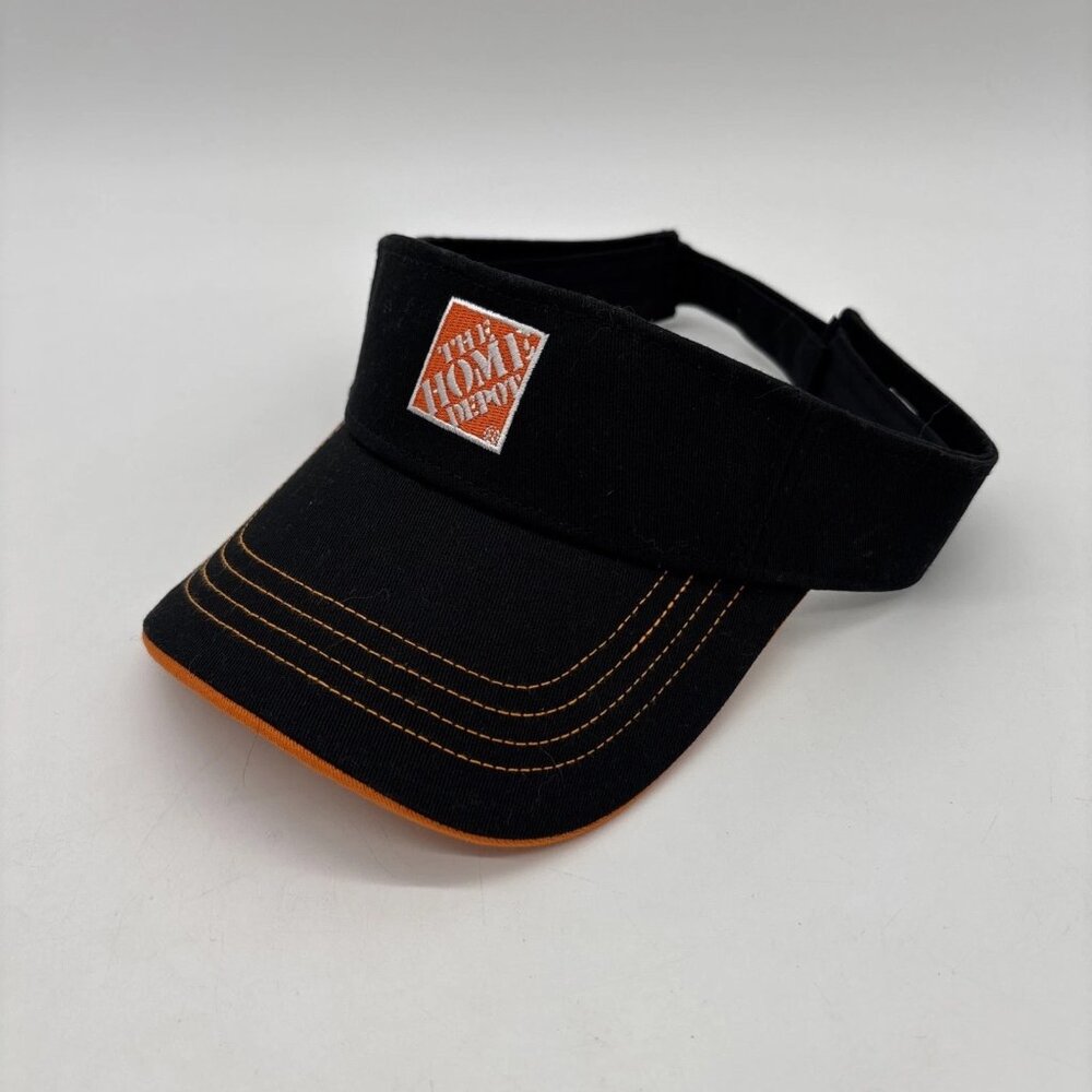 The Home Depot Visor Hat Employee Cap Black Orange Strapback Adjustable NEW